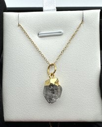 Necklace  925 Silver-Tone, Gold-Plated Herkimer Diamond Natural Gemstone