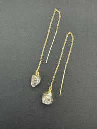 Earrings 925 Silver-Tone, Gold-Plated, Natural Herkimer Diamond Gemstone