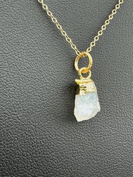 Necklace  925 Silver-Tone, Gold-Plated Natural Raw Moonstone Gemstone