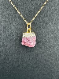 Ruby Necklace 925 Silver-Tone, Gold-Plated, Natural Raw Ruby Gemstone