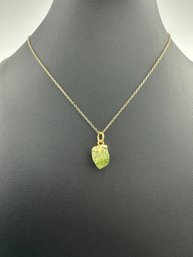 Necklace 925 Silver-Tone, Gold-Plated, Natural Raw Peridot Gemstone