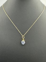 Necklace 925 Silver-Tone, Gold-Plated, Natural Raw Blue Sapphire Gemstone