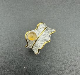 Yellow Tourmaline Adjustable Ring Brand New Solid 925 Sterling Silver Stamped Gold Electroplated