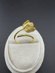 Ring Brand New Solid 925 Sterling Silver Stamped Gold Electroplated-Adjustable Size