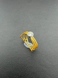 Zirconia Ring Brand New Solid 925 Sterling Silver Stamped Gold Electroplated-Adjustable Size