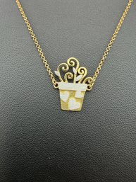 Necklace Brand New Solid 925 Sterling Silver Stamped Gold Electroplated