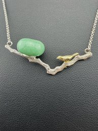 Necklace Brand New Solid 925 Sterling Silver Stamped Gold Electroplated-Aventurine
