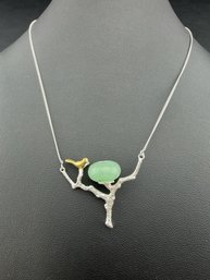Necklace Brand New Solid 925 Sterling Silver Stamped Gold Electroplated-Aventurine