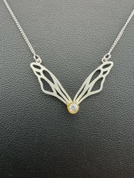 Necklace Brand New Solid 925 Sterling Silver Stamped Gold Electroplated-Zirconia