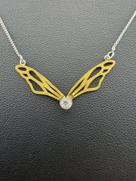 Necklace Brand New Solid 925 Sterling Silver Stamped Gold Electroplated-Zirconia