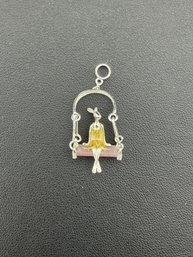 Pendant Brand New Solid 925 Sterling Silver Stamped Gold Electroplated-Swing