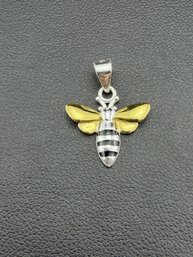 Bee Pendant Brand New Solid 925 Sterling Silver Stamped Gold Electroplated