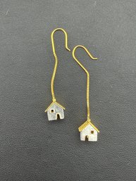 Dangle Earrings Brand New Solid 925 Sterling Silver Stamped Gold Electroplated