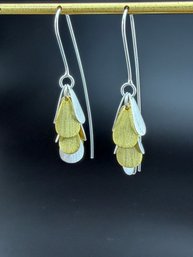 Dangle Earrings Brand New Solid 925 Sterling Silver Stamped Gold Electroplated