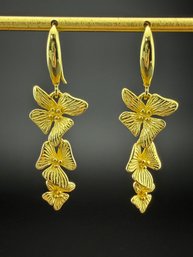 Dangle Earrings Brand New Solid 925 Sterling Silver Stamped Gold Electroplated