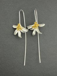 Dangle Earrings Brand New Solid 925 Sterling Silver Stamped Gold Electroplated