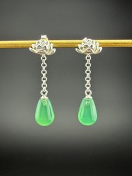 Aventurine Dangle Or Stud 2 In 1 Earrings Brand New Solid 925 Sterling Silver Stamped Gold Electroplated