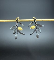 Dangle Earrings Brand New Solid 925 Sterling Silver Stamped Gold Electroplated