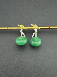 Aventurine Dangle Or Stud 1 In 2 Earrings Brand New Solid 925 Sterling Silver Stamped Gold Electroplated