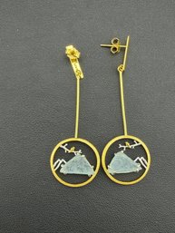 Aquamarine Dangle Earrings Brand New Solid 925 Sterling Silver Stamped Gold Electroplated