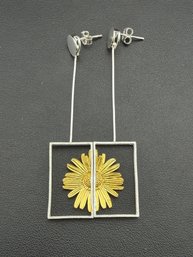 Dangle Earrings Brand New Solid 925 Sterling Silver Stamped Gold Electroplated