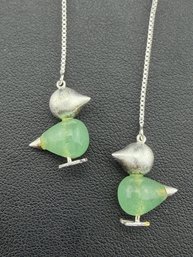 Aventurine Dangle Earrings Brand New Solid 925 Sterling Silver Stamped Gold Electroplated