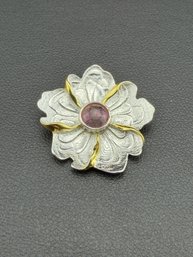 Pink Tourmaline Pendant Brand New Solid 925 Sterling Silver Stamped Gold Electroplated