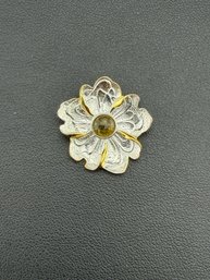 Yellow Tourmaline Pendant Brand New Solid 925 Sterling Silver Stamped Gold Electroplated