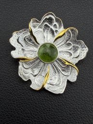 Green Tourmaline  Pendant Brand New Solid 925 Sterling Silver Stamped Gold Electroplated