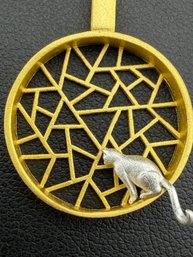 Cat Pendant Brand New Solid 925 Sterling Silver Stamped Gold Electroplated