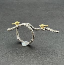 Ring Brand New Solid 925 Sterling Silver Stamped Gold Electroplated-Adjustable Size