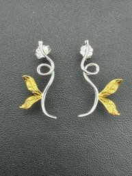 Stud Earrings Brand New Solid 925 Sterling Silver Stamped Gold Electroplated