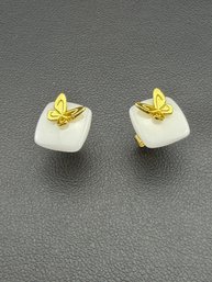 Stud Earrings Brand New Solid 925 Sterling Silver Stamped Gold Electroplated