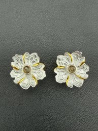 Yellow Tourmaline Stud Earrings Brand New Solid 925 Sterling Silver Stamped Gold Electroplated