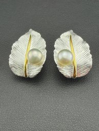 Pearl Stud Earrings Brand New Solid 925 Sterling Silver Stamped Gold Electroplated