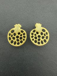 Pomegranate Stud Earrings Brand New Solid 925 Sterling Silver Stamped Gold Electroplated
