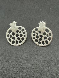 Pomegranate Stud Earrings Brand New Solid 925 Sterling Silver Stamped Gold Electroplated