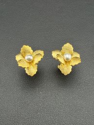 Pearl Stud Earrings Brand New Solid 925 Sterling Silver Stamped Gold Electroplated