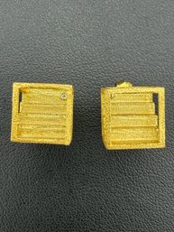 Zirconia Stud Earrings Brand New Solid 925 Sterling Silver Stamped Gold Electroplated