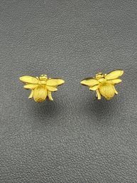 Bee Stud Earrings Brand New Solid 925 Sterling Silver Stamped Gold Electroplated