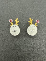 Pink Tourmaline Stud Earrings Brand New Solid 925 Sterling Silver Stamped Gold Electroplated