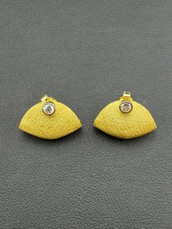 Zirconia Stud Earrings Brand New Solid 925 Sterling Silver Stamped Gold Electroplated