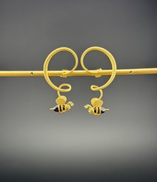 Bee Stud Earrings Brand New Solid 925 Sterling Silver Stamped Gold Electroplated