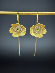 Peridot Dangle Earrings Brand New Solid 925 Sterling Silver Stamped Gold Electroplated
