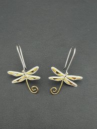 Dangle Earrings Brand New Solid 925 Sterling Silver Stamped Gold Electroplated