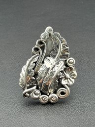 Collectable Signed Zuni Artist, Henry Yawakia HBY Designer 925 Sterling Silver Leaves Ring- Brand New