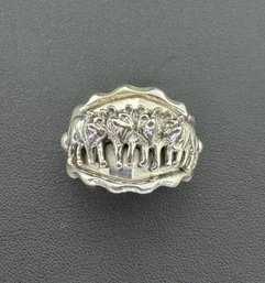Signed Running Bear Native American Designer 925 Sterling Silver Pack Of Wolves Ring Brand New