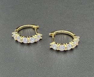 Brand New Moissanite Earrings With GRA Certificate  Solid 925 Sterling Silver, 18K Gold Plated