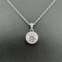 Brand New Purple Moissanite Necklace With GRA Certificate  Solid 925 Sterling Silver, 18K Gold Plated, 1 CT