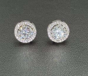 Brand New Moissanite Earrings With GRA Certificate  Solid 925 Sterling Silver, 18K Gold Plated